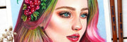 Drawing a portrait in colour pencils