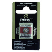 Rembrandt Watercolour Half Pan - 411 - Burnt Sienn