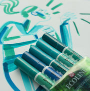 Ecoline Brushpen Set 5pc - Green Blue