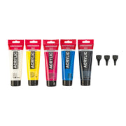 Amsterdam Standard Series acrylic paint primary set - 5 x 120 ml + 3 dosing nozzles