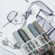 Ecoline Brushpen Set 5pc - Grey